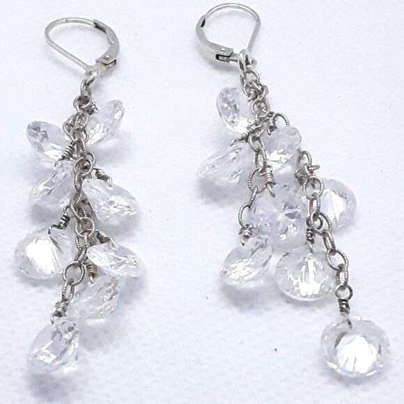 Designer Nina Nguyen sterling clear dangle earrings from her Sai-Gon Collection - Picture 7 of 14